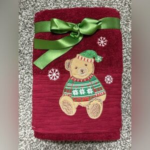Viral Teddy Bear Maroon Hand Towel Set of 2 - NWT